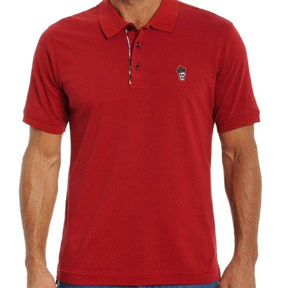 ROBERT GRAHAM Lucifer Polo Men XL Classic Fit Red Skull Embroidery Short Sleeve - Picture 1 of 13